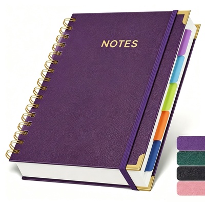 Cuaderno de espiral con cubierta de piel para oficina, versión engrosada - Morado