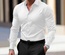 Camisa de hombre para negocios, camisa de botones, camisa de verano de color sólido, manga larga, con solapa, camisa de vacaciones, tops casuales de moda con estilo.