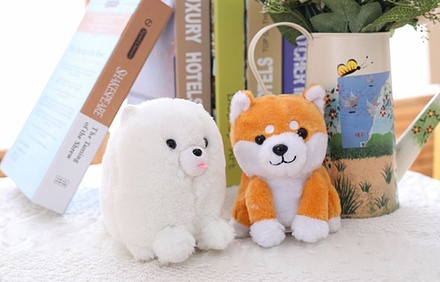 Muñeco parlante eléctrico de Pomerania y Shiba Inu