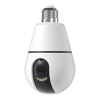 Cámara de seguridad oculta tipo bombilla con detección de IA, visión 360 grados, resolución HD, conexión inalámbrica IP y Wi-Fi, base E27.