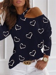 Camiseta de manga larga casual con hombros descubiertos para mujer
