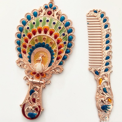 Set de regalo de espejo plegable y peine, espejo de maquillaje, espejo de mano portátil