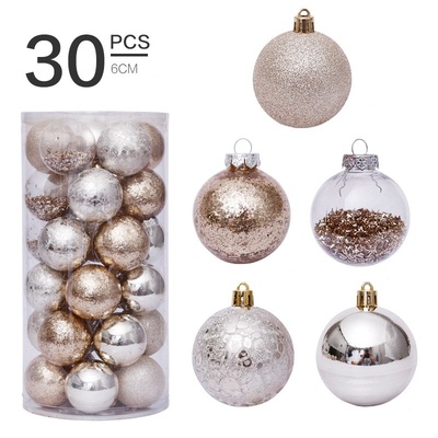 Set de 30 bolas de Navidad transparentes de 6 cm - Oro y plata