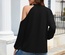 Blusa de manga larga con cuello redondo y hombros descubiertos para mujer