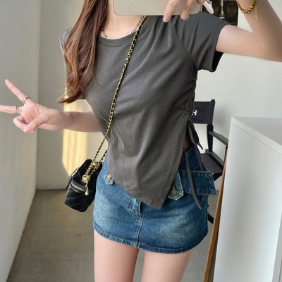 Camiseta Y2K de moda coreana para mujer, verano