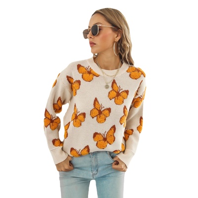 Suéter Y2K con diseño de mariposa en 3D para mujer