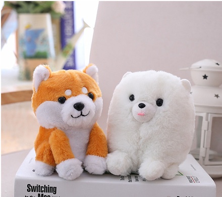 Muñeco parlante eléctrico de Pomerania y Shiba Inu