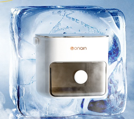 Fabricador de hielo de 48 cavidades, diseño de doble capa para verano, molde de hielo de grado alimenticio con tapa de fácil presión y caja de almacenamiento para el hogar.
