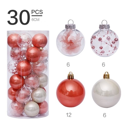 Set de 30 bolas de Navidad transparentes de 6 cm - Bronce