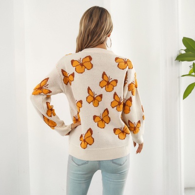 Suéter Y2K con diseño de mariposa en 3D para mujer