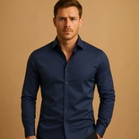 Camisa de hombre para negocios, camisa de botones, camisa de verano de color sólido, manga larga, con solapa, camisa de vacaciones, tops casuales de moda con estilo.