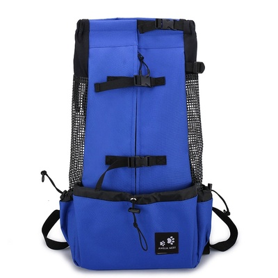 Mochila transportadora para perros, bolso transportador para perros, mochila de doble hombro, mochila de viaje portátil, bolso transportador para perros al aire libre. - Blue-L