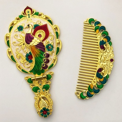 Set de regalo de espejo plegable y peine, espejo de maquillaje, espejo de mano portátil