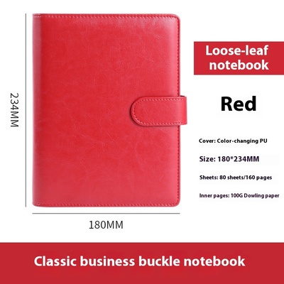 Cuaderno de espiral A5 con cierre de hebilla para negocios, estilo holgado