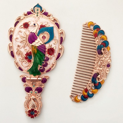 Set de regalo de espejo plegable y peine, espejo de maquillaje, espejo de mano portátil