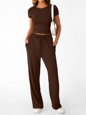 Nuevo conjunto de dos piezas estilo Y2K casual y entallado para mujer