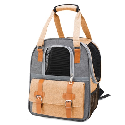 Mochila para mascotas, transportador de mano para gatos, perros pequeños y medianos, mochila transpirable de gran capacidad, bolsa portátil. - Naranja