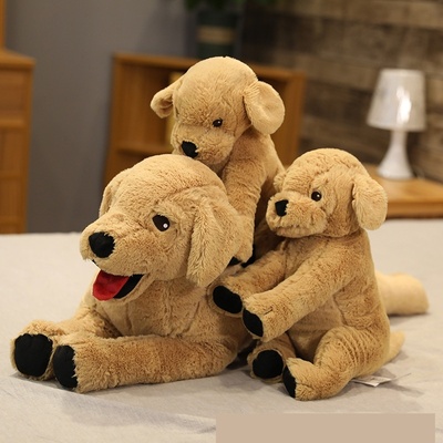 Peluche de cachorro Labrador de simulación, muñeco de perro amarillo grande, muñeco de Golden Retriever acostado, regalo de compañía para niños