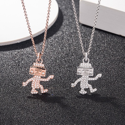Collar de clavícula con dije de robot bailarín
