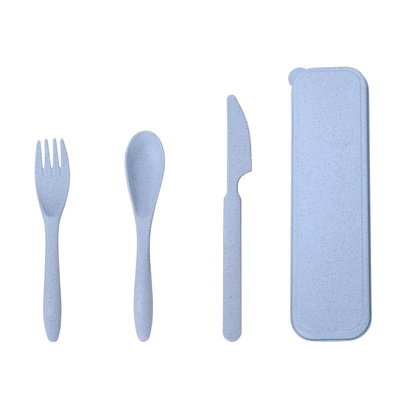 Set de cubiertos portátiles en estuche de fibra de trigo