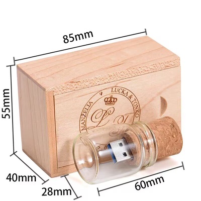 Memoria USB en Botella de los Deseos de Madera - 64GB