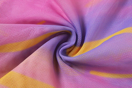Blusa de dos piezas con estampado de color, hombros descubiertos y manga larga para mujer