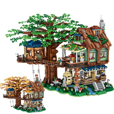 4761 piezas, modelo de casa en el árbol del bosque, bloques de construcción con figuras, juguetes de ladrillos de partículas pequeñas para ensamblaje DIY, regalo de Navidad para niños.