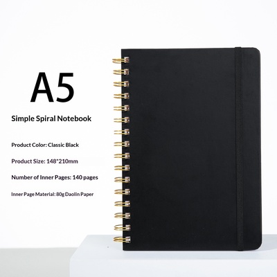Cuaderno de espiral con cierre elástico - Páginas interiores en blanco-Negro