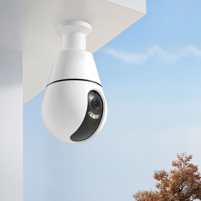 Cámara de seguridad oculta tipo bombilla con detección de IA, visión 360 grados, resolución HD, conexión inalámbrica IP y Wi-Fi, base E27.