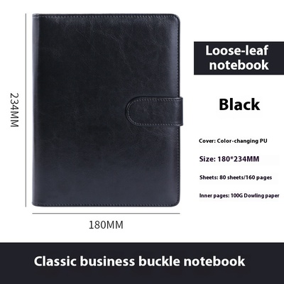 Cuaderno de espiral A5 con cierre de hebilla para negocios, estilo holgado