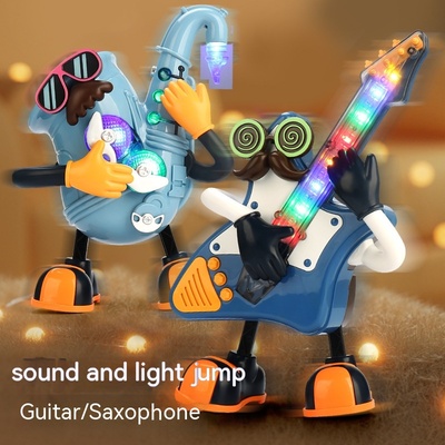 Juguete Robot Bailarín Eléctrico Mr. Rock & Roll con Música, Luces, Saxofón y Guitarra