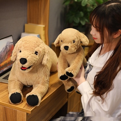 Peluche de cachorro Labrador de simulación, muñeco de perro amarillo grande, muñeco de Golden Retriever acostado, regalo de compañía para niños