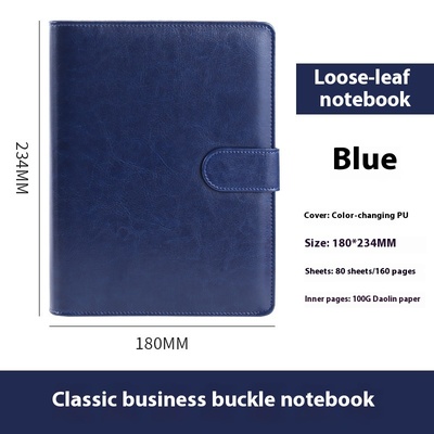 Cuaderno de espiral A5 con cierre de hebilla para negocios, estilo holgado