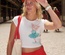 Camiseta corta con estampado de cerdito estilo ballet Y2K para mujer