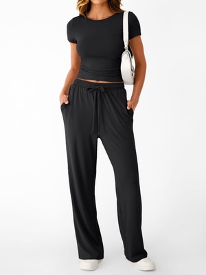 Nuevo conjunto de dos piezas estilo Y2K casual y entallado para mujer