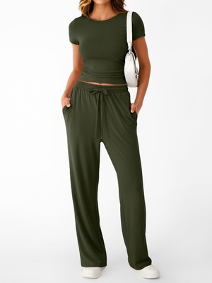 Nuevo conjunto de dos piezas estilo Y2K casual y entallado para mujer