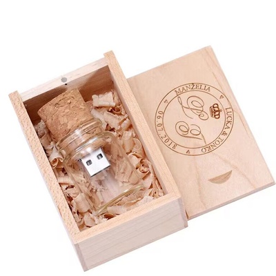 Memoria USB en Botella de los Deseos de Madera