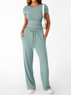 Nuevo conjunto de dos piezas estilo Y2K casual y entallado para mujer