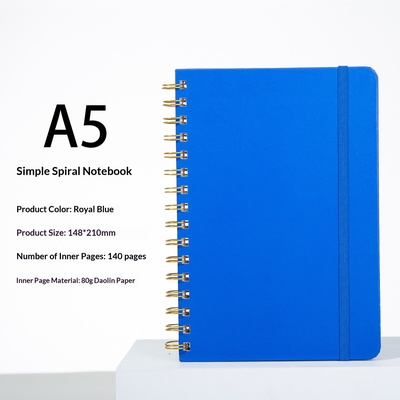 Cuaderno de espiral con cierre elástico - Páginas interiores en blanco-Azul