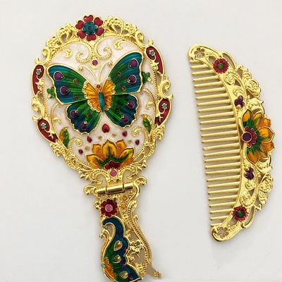 Set de regalo de espejo plegable y peine, espejo de maquillaje, espejo de mano portátil