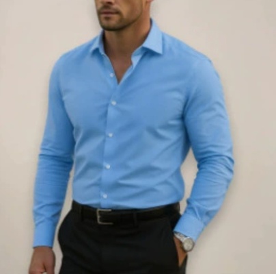Camisa de hombre para negocios, camisa de botones, camisa de verano de color sólido, manga larga, con solapa, camisa de vacaciones, tops casuales de moda con estilo.