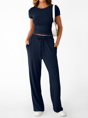 Nuevo conjunto de dos piezas estilo Y2K casual y entallado para mujer
