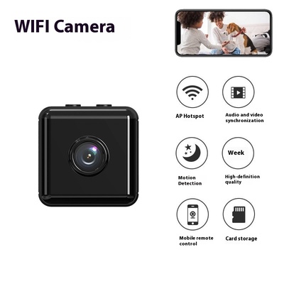 Mini Square Wireless WiFi Camera - Cámara de seguridad pequeña y portátil con soporte de visualización remota para vigilancia en el hogar y la oficina