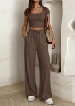 Conjunto de 2 piezas Y2K de manga corta y pantalón largo para mujer