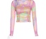 Blusa de dos piezas con estampado de color, hombros descubiertos y manga larga para mujer