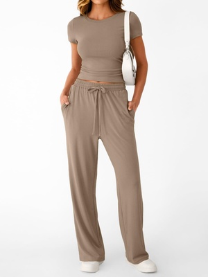 Nuevo conjunto de dos piezas estilo Y2K casual y entallado para mujer
