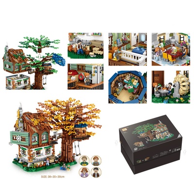 4761 piezas, modelo de casa en el árbol del bosque, bloques de construcción con figuras, juguetes de ladrillos de partículas pequeñas para ensamblaje DIY, regalo de Navidad para niños.