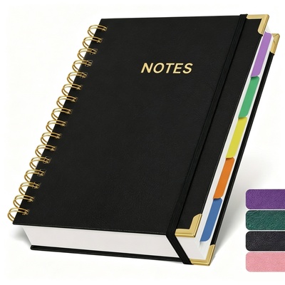 Cuaderno de espiral con cubierta de piel para oficina, versión engrosada - Black