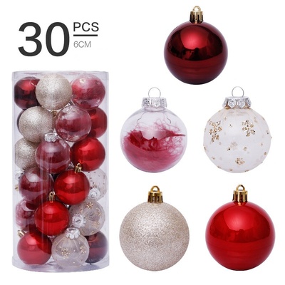 Set de 30 bolas de Navidad transparentes de 6 cm - Red gold