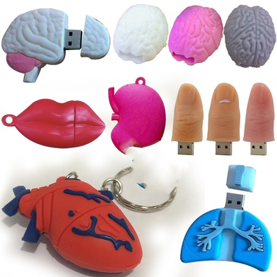 Memoria USB de Órganos Humanos 64G: Cerebro Potente, Labios Sellados, Boca, Vaso Sanguíneo, Riñón, Pulmón, Médula Cerebral, Corazón Rojo.